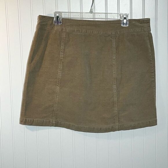 Signature Studio Mini Corduroy Skirt Womens 16 Tan Button Front Short Y2K 90’s - Picture 6 of 8
